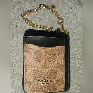 Coach Tan and Black Card Holder/wristlet